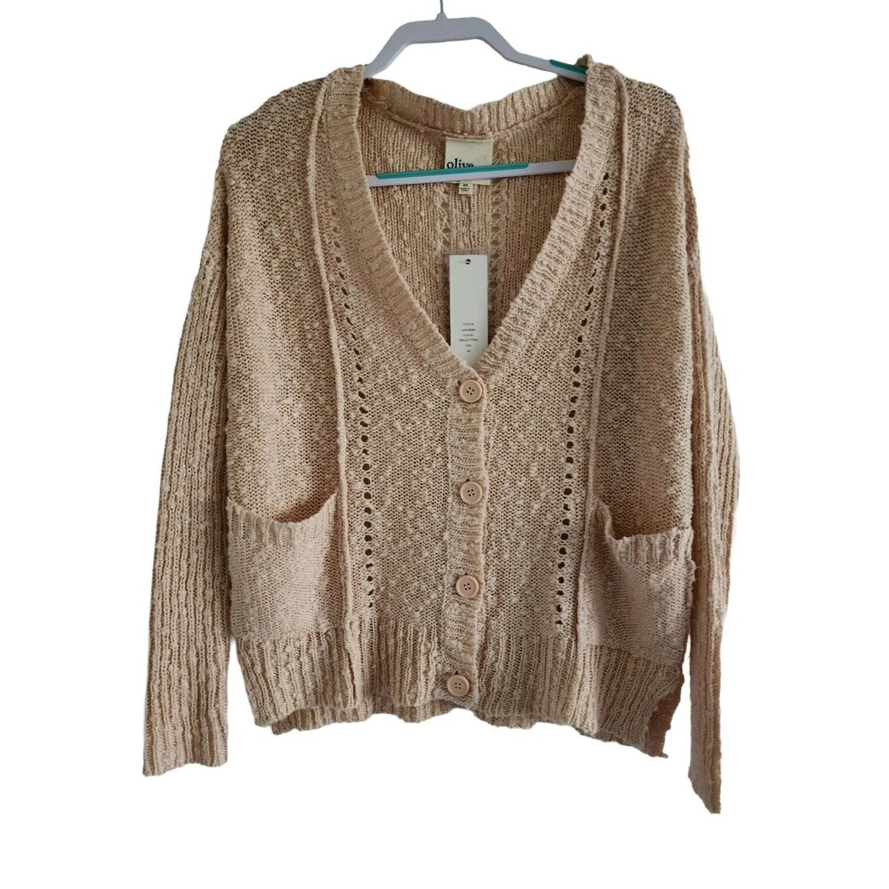 NWT Lulus Olive & Oak Warmest Wishes Ballet Pink Knit Cardigan Sweater Womens XS